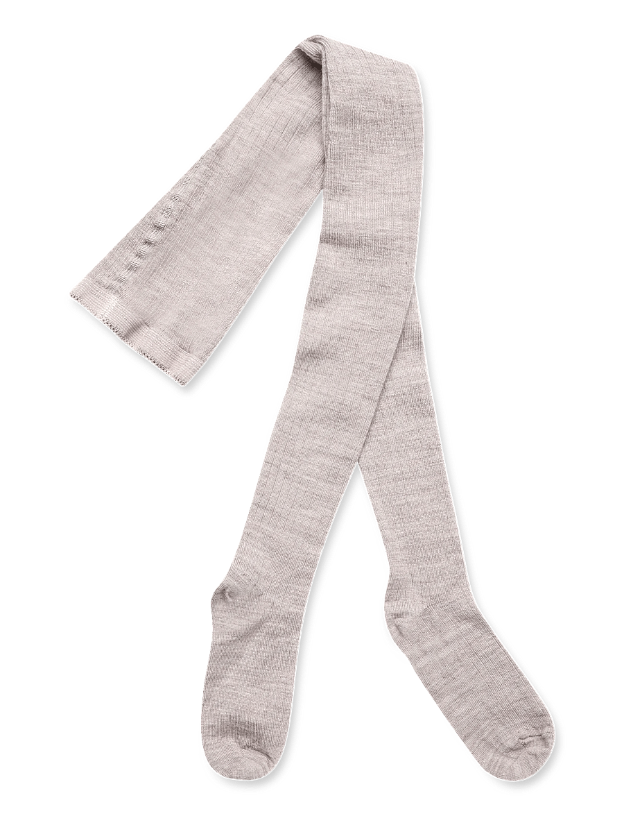 mp Denmark - Wool rib tights - strumpbyxor - light brown melange - 0