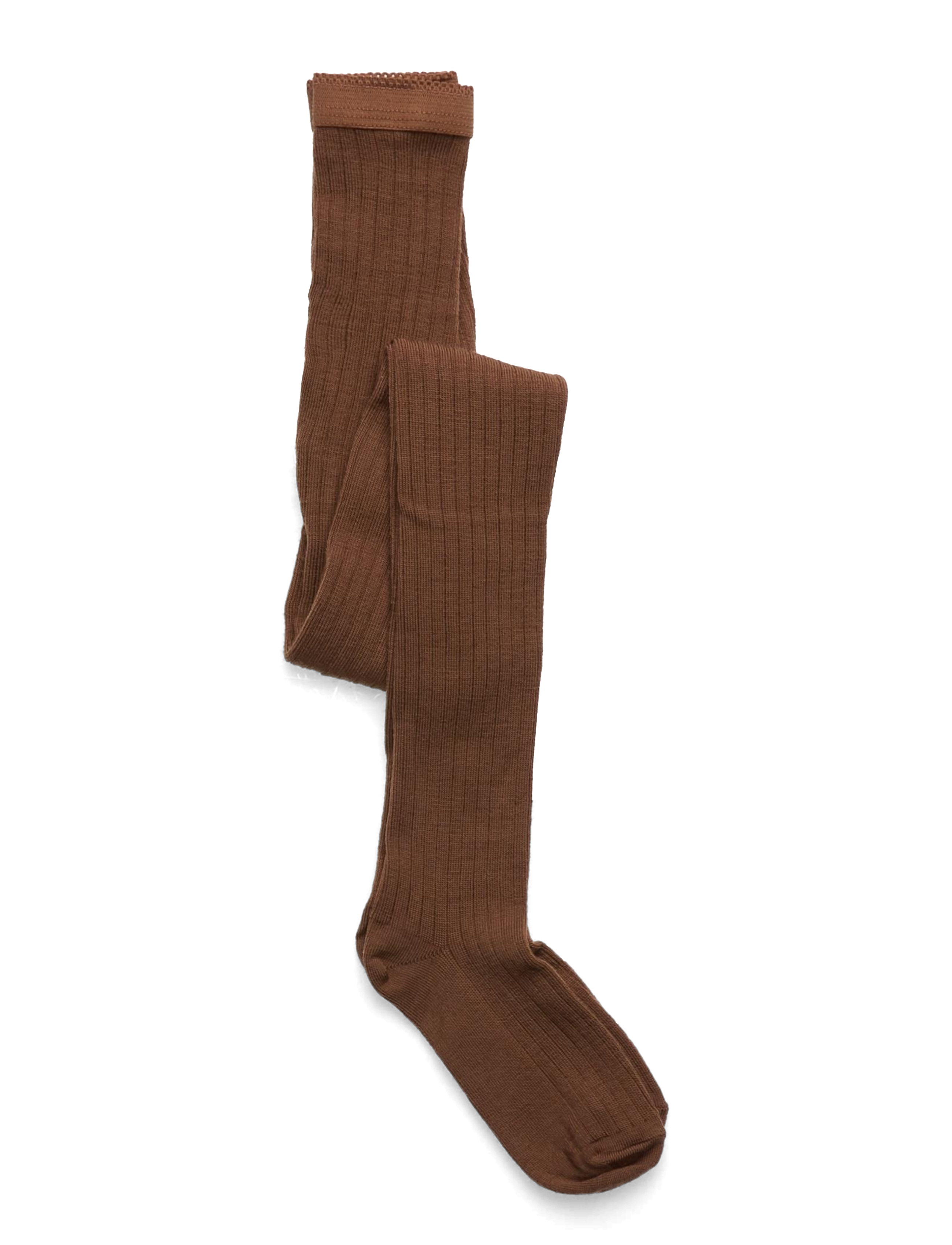 Wool rib tights - PEACAN PIE