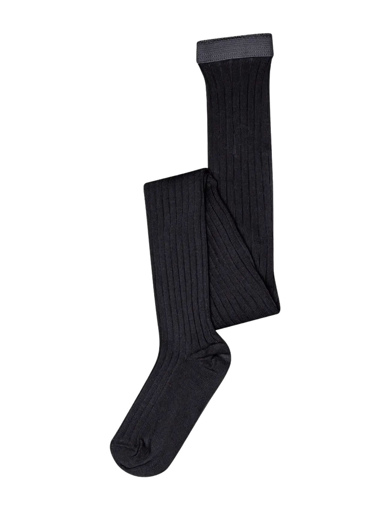 Cotton rib tights - BLACK