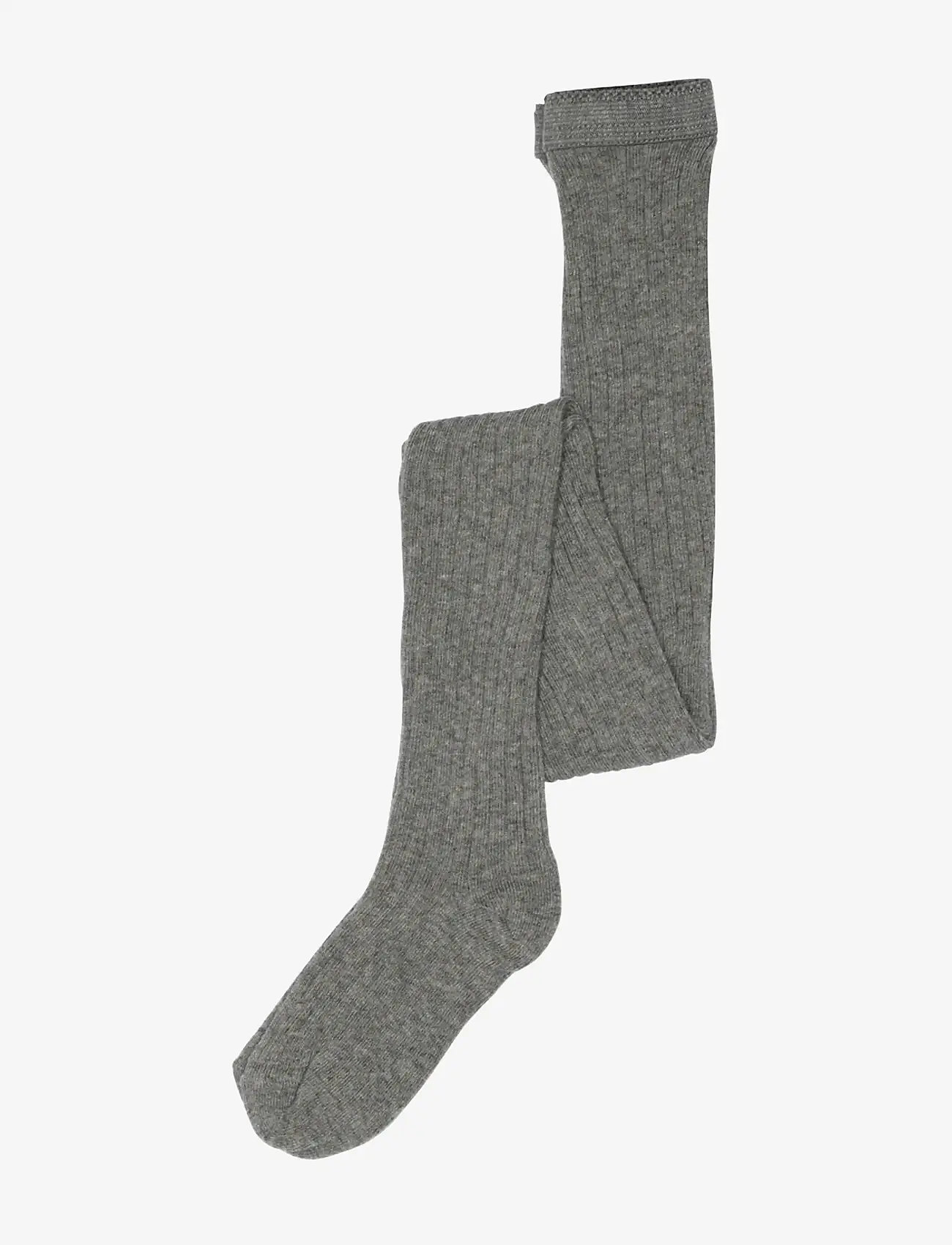 mp Denmark - Cotton rib tights - strømpebukser - grey melange - 0