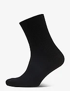 Fine wool rib socks - BLACK