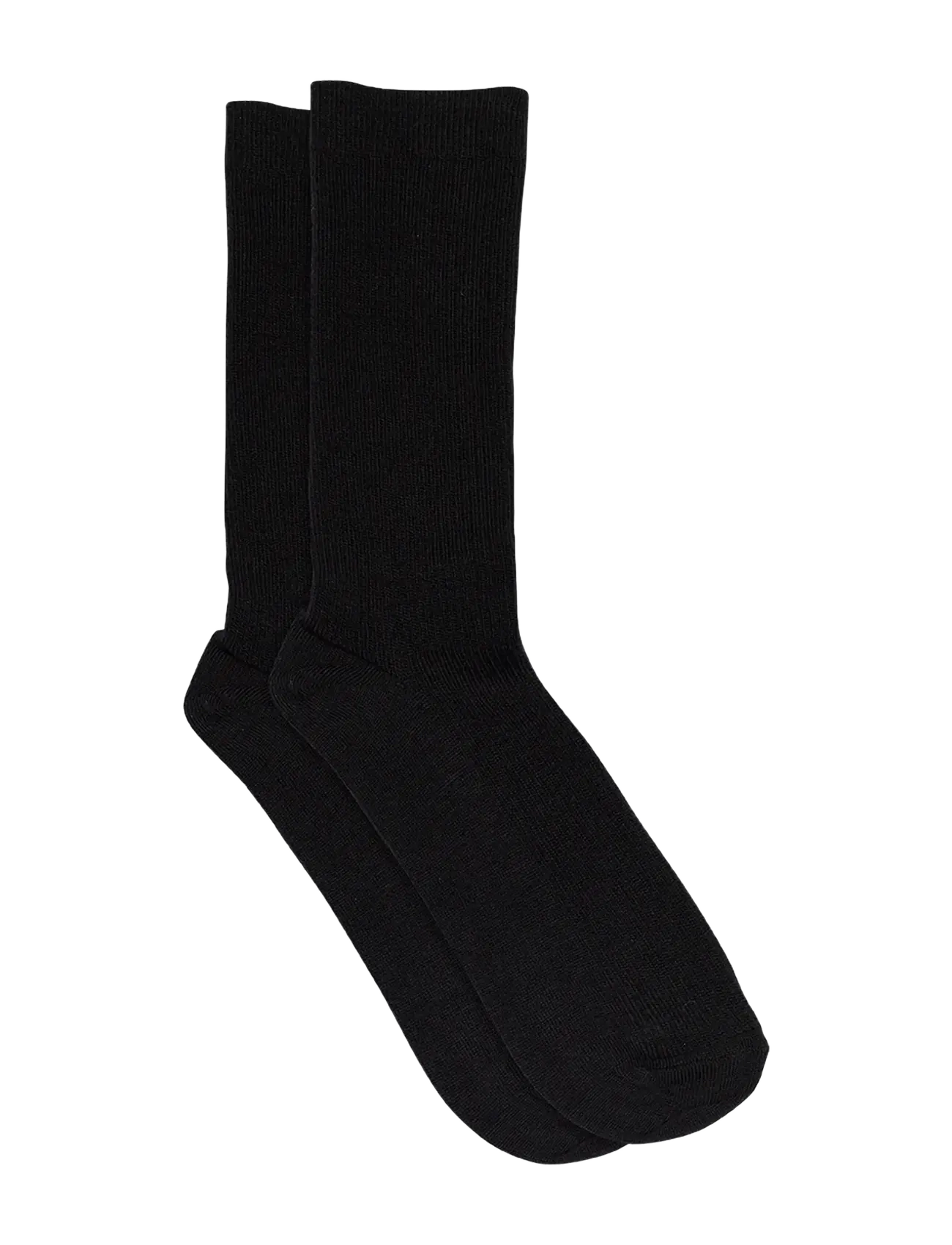 Fine wool rib socks - BLACK