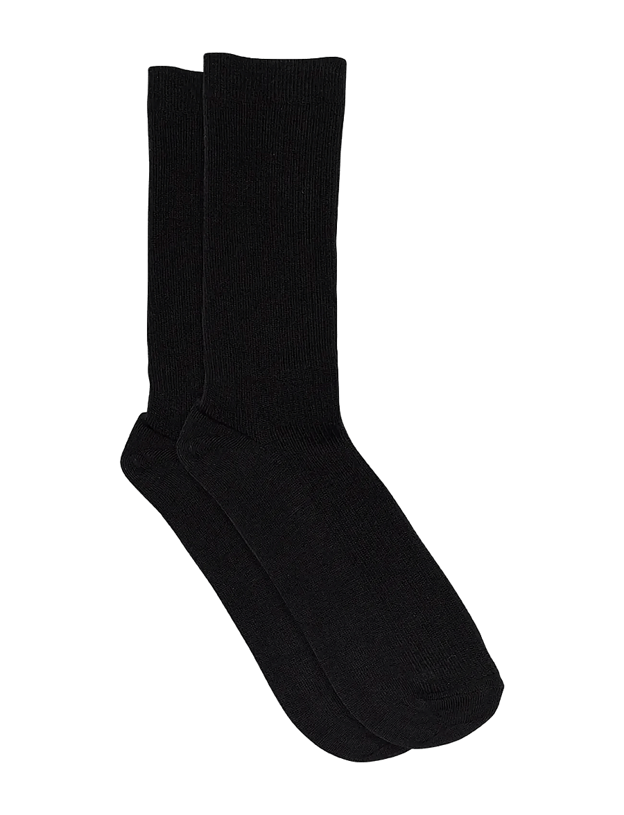 mp Denmark - Fine wool rib socks - vanliga strumpor - black - 0