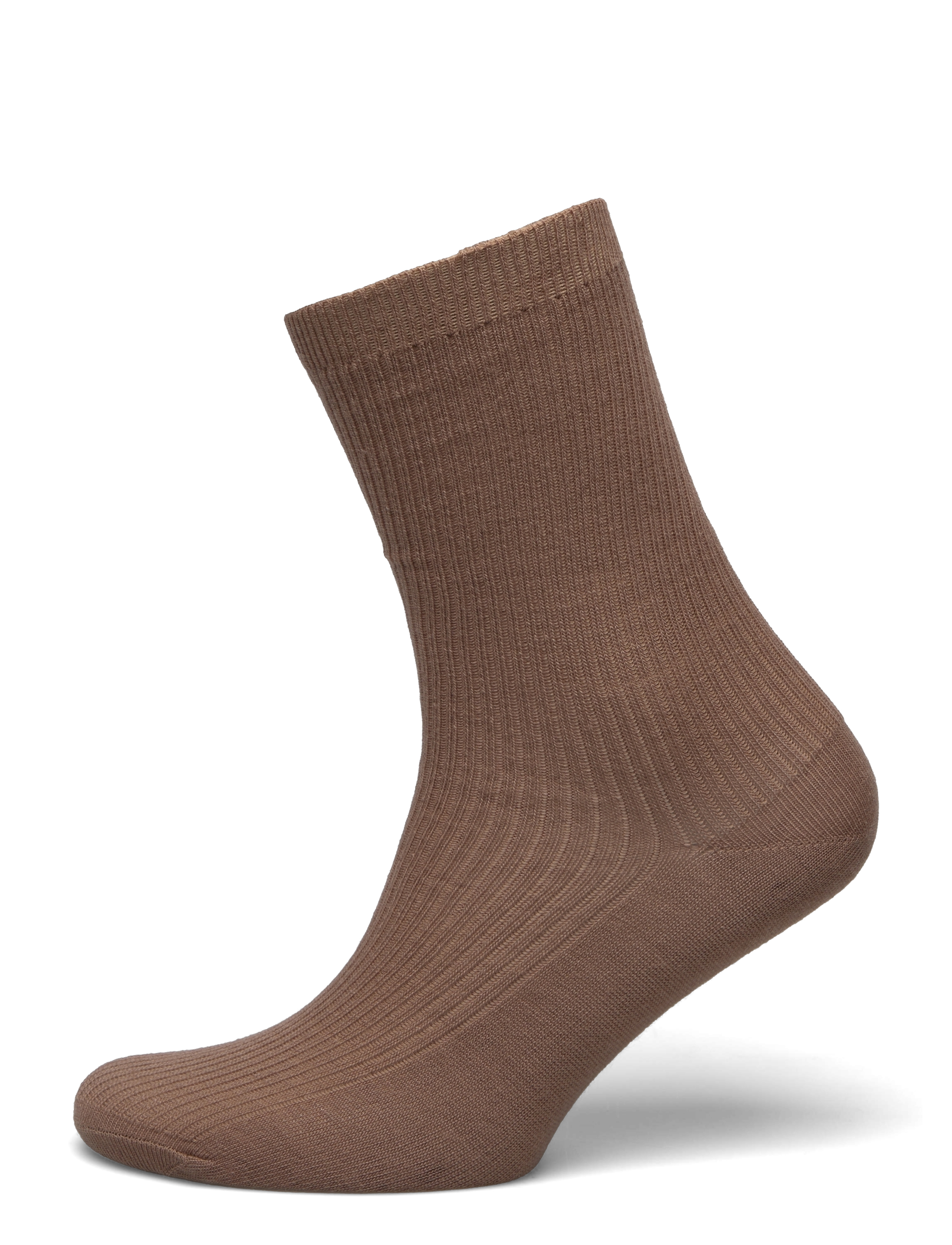 Fine wool rib socks - COCA MOCHA