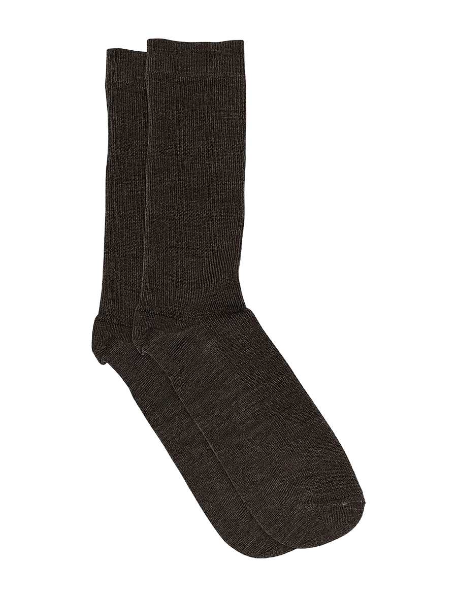 mp Denmark - Fine wool rib socks - klassikalised sokid - dark brown - 0