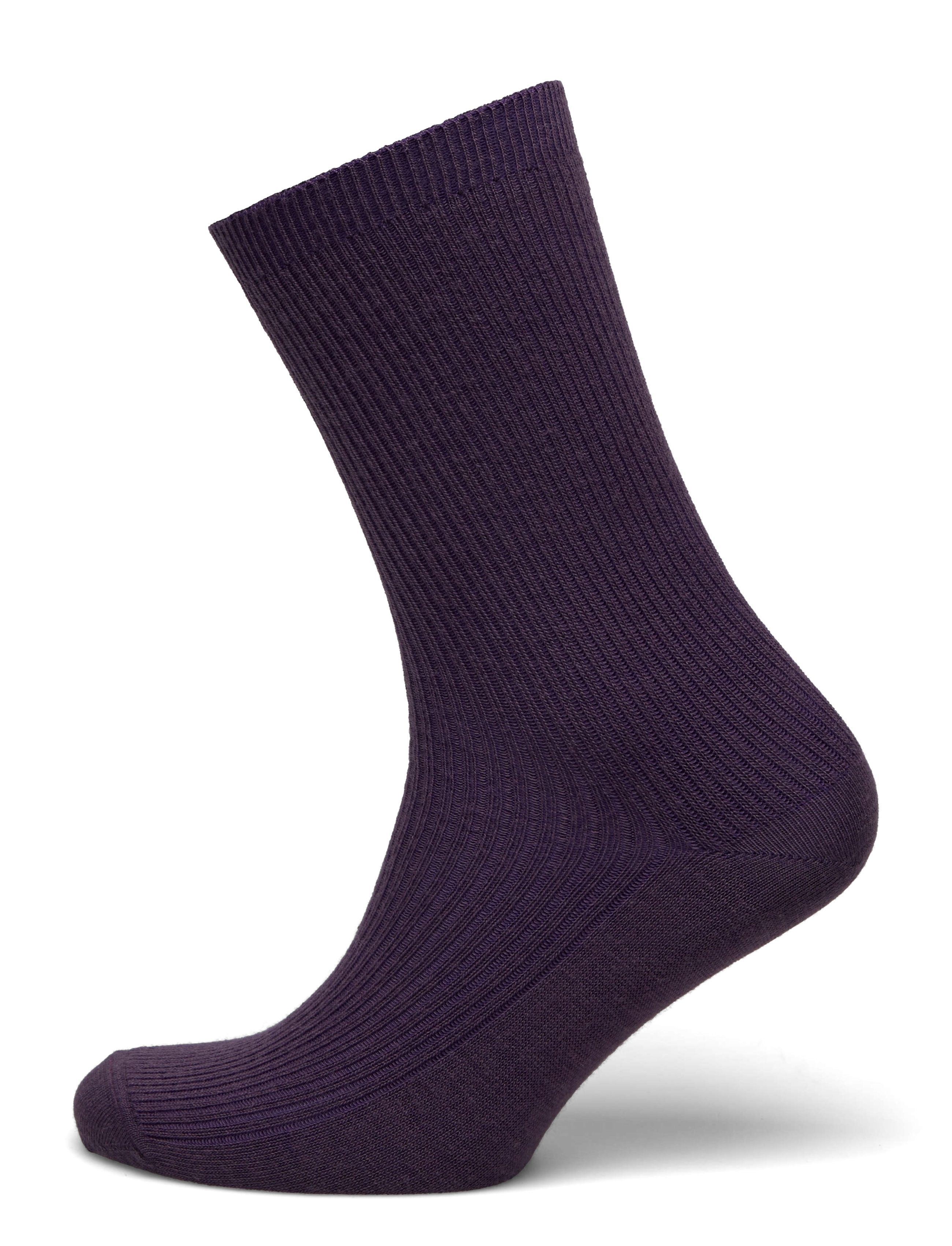 Fine wool rib socks - DARK PURPLE