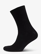 Fine cotton rib socks - BLACK