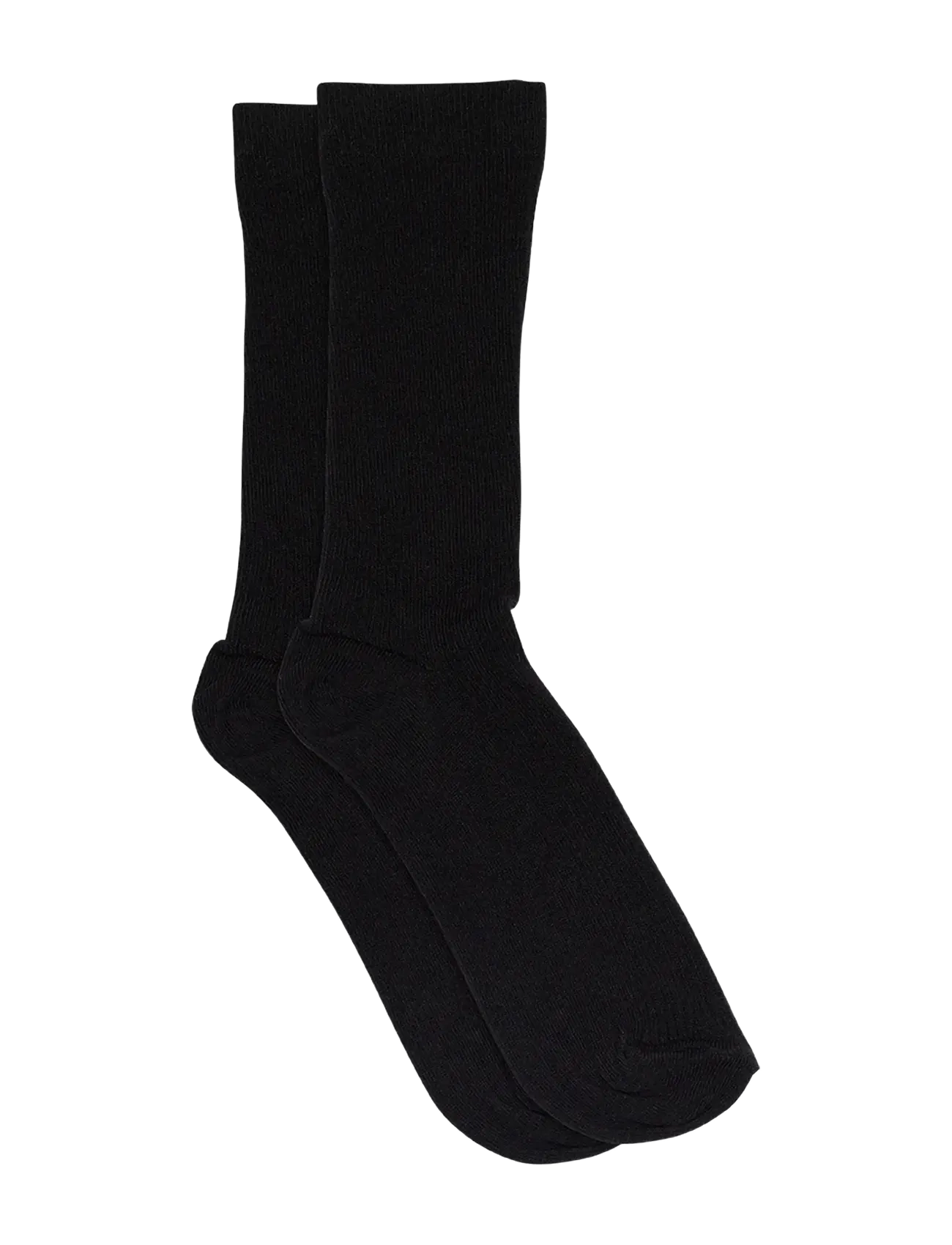 Fine cotton rib socks - BLACK