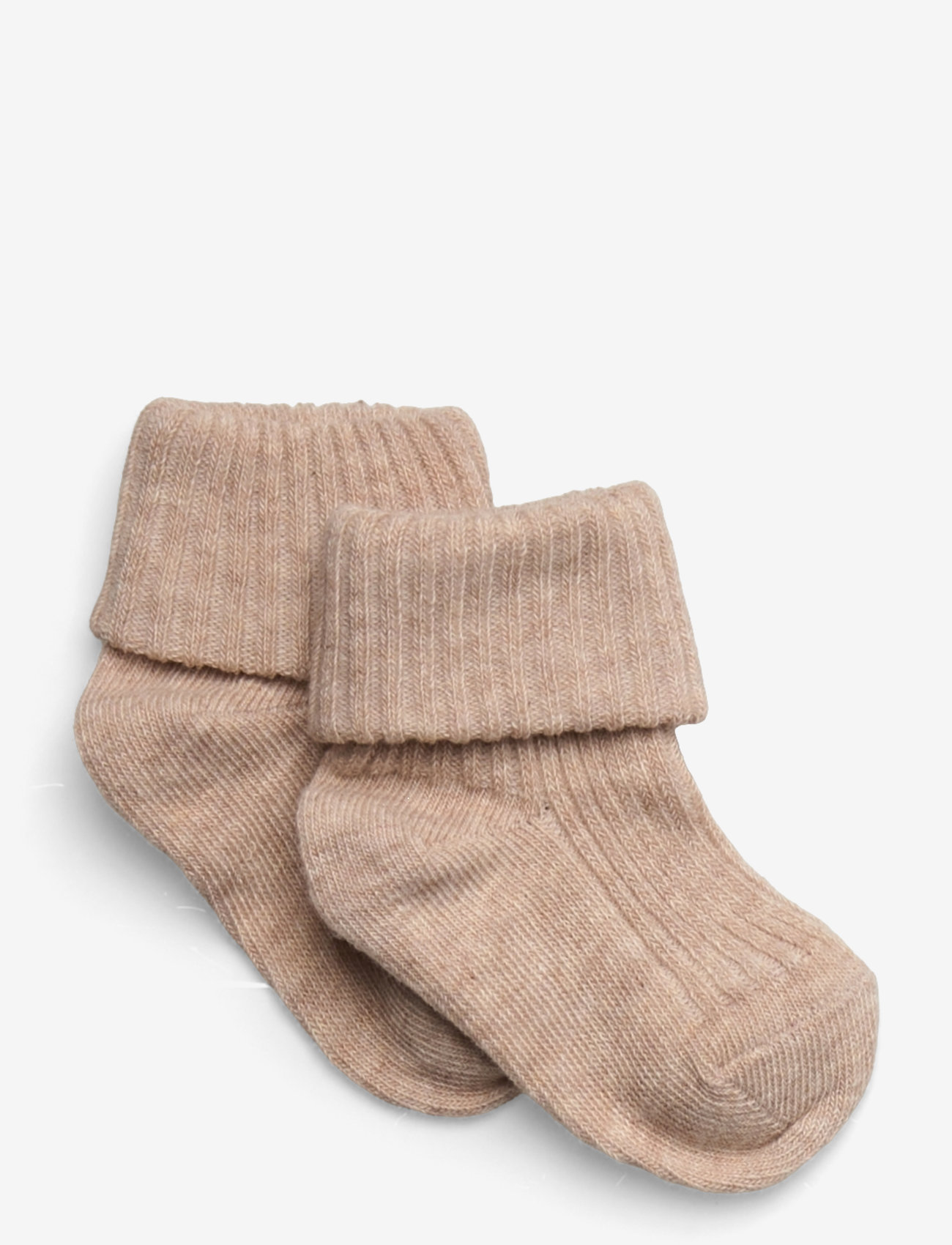 mp Denmark - Cotton rib baby socks - strumpor - beige melange - 0