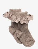 Lisa socks - lace - LIGHT BROWN MELANGE