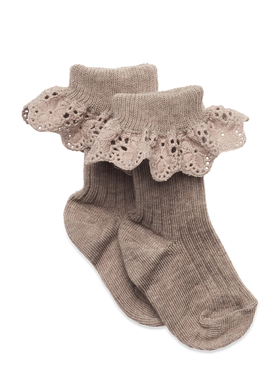 mp Denmark - Lisa socks - lace - sokid - light brown melange - 0