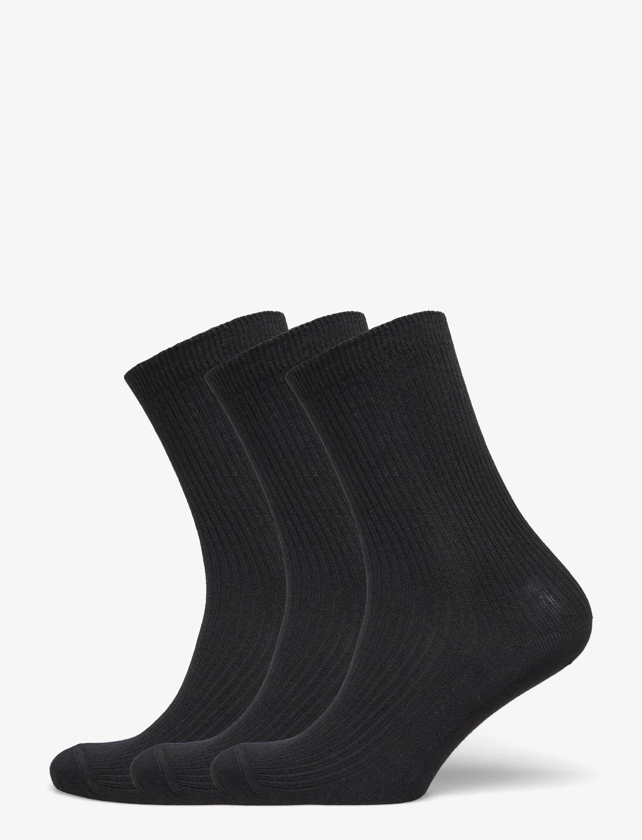 mp Denmark - Fine cotton rib socks 3-pack - lowest prices - black - 0