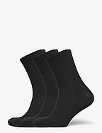 Fine cotton rib socks 3-pack - BLACK