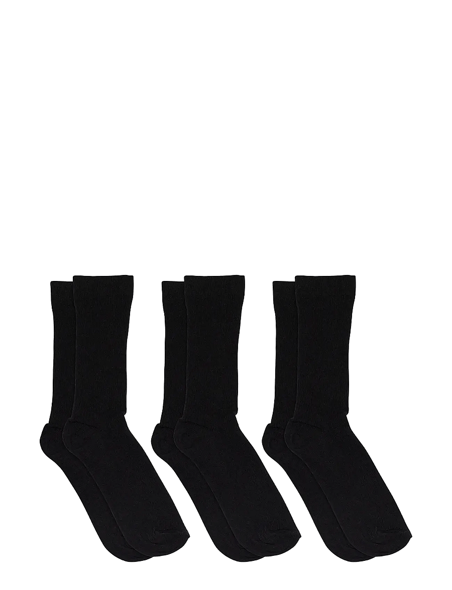 mp Denmark - Fine cotton rib socks 3-pack - vanliga strumpor - black - 0