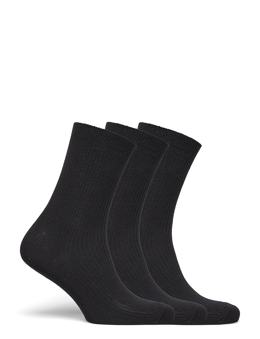 mp Denmark - Fine cotton rib socks 3-pack - vanliga strumpor - black - 1