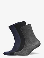 Fine cotton rib socks 3-pack - MEDIUM GREY MELANGE