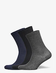mp Denmark - Fine cotton rib socks 3-pack - lägsta priserna - medium grey melange - 0