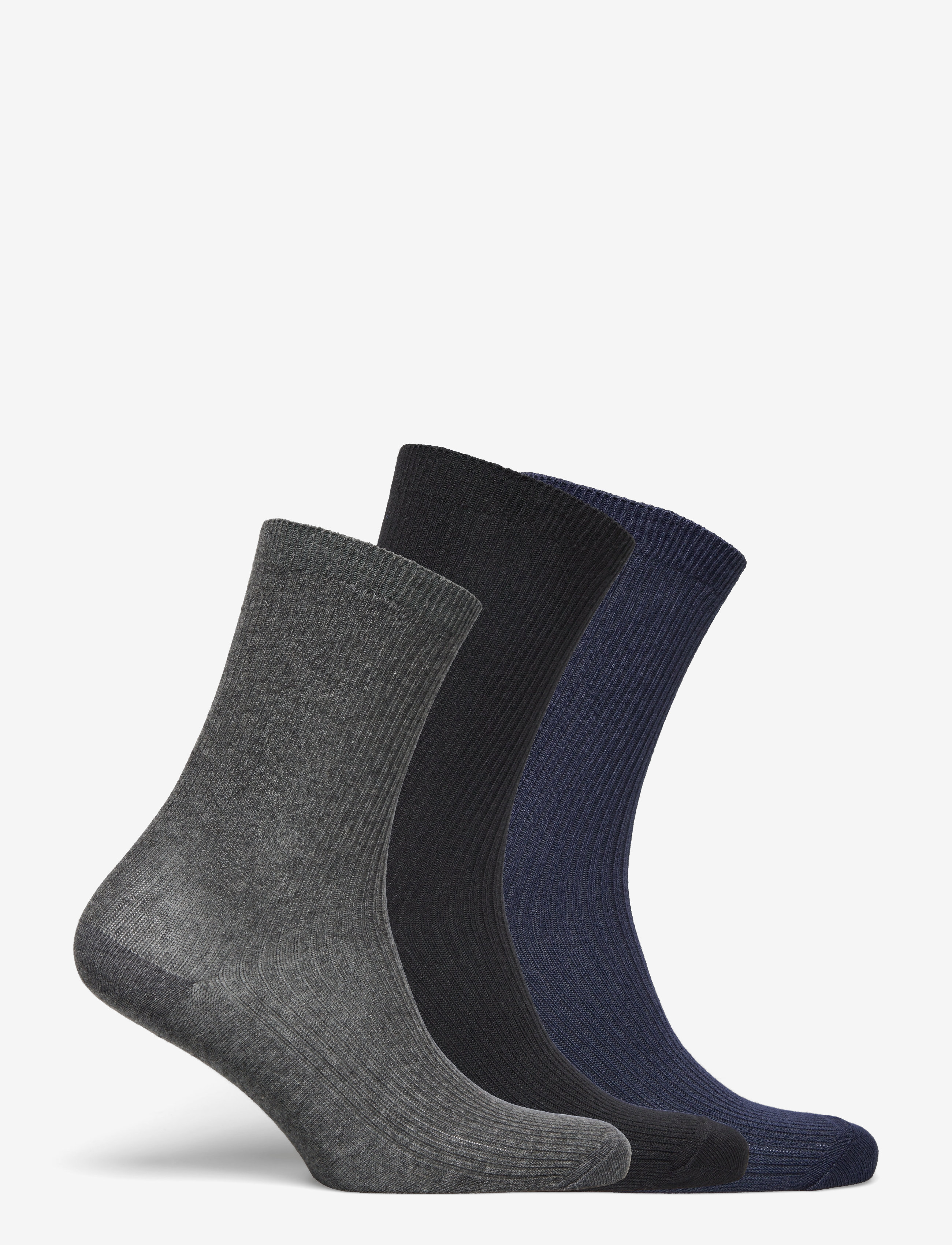 mp Denmark - Fine cotton rib socks 3-pack - normale socken - medium grey melange - 1
