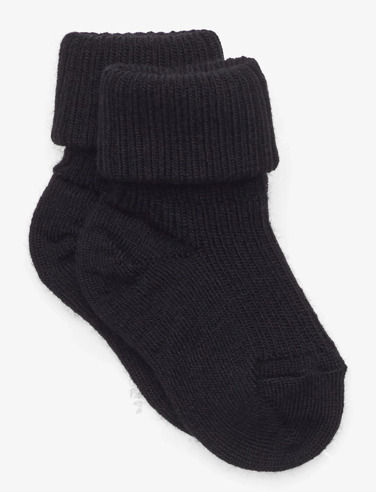 mp Denmark - Wool rib baby socks - strømper - black - 0