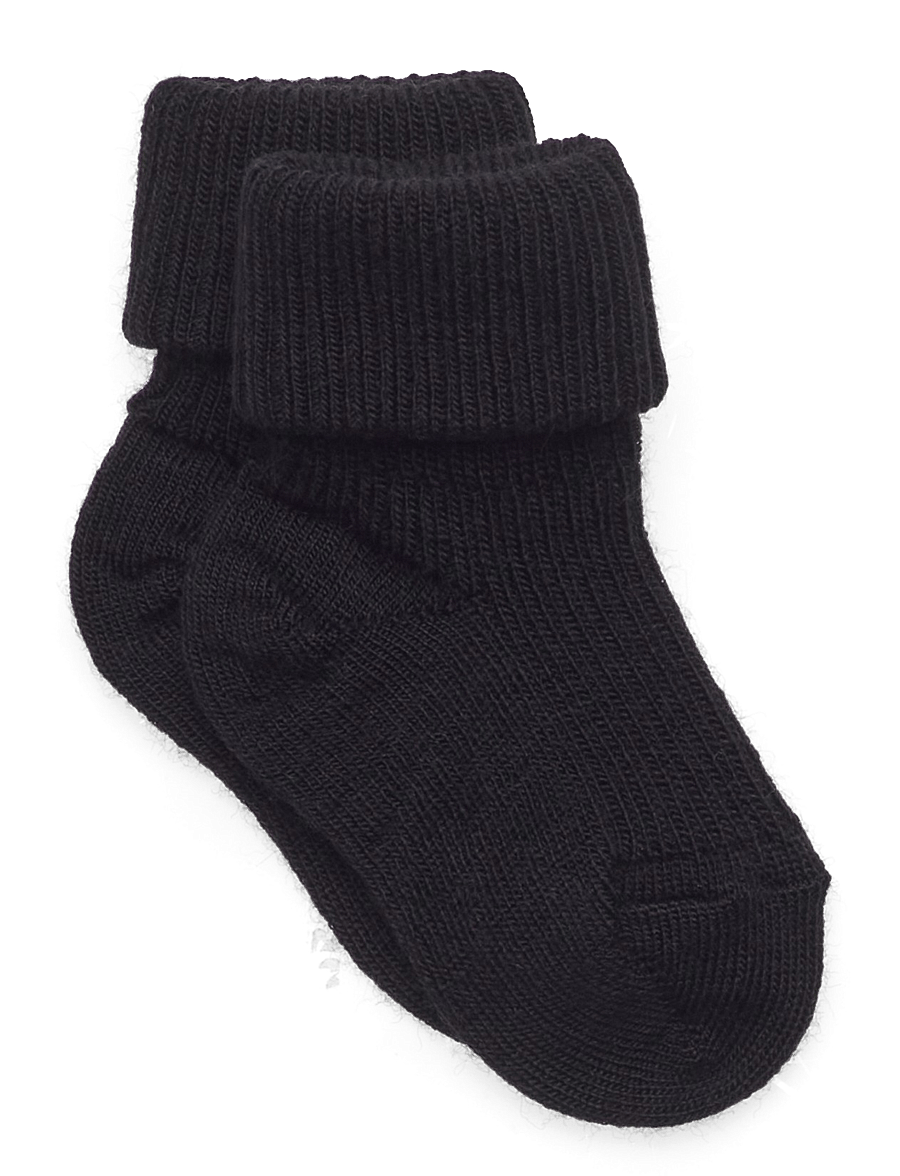 mp Denmark - Wool rib baby socks - baby-socken - black - 0