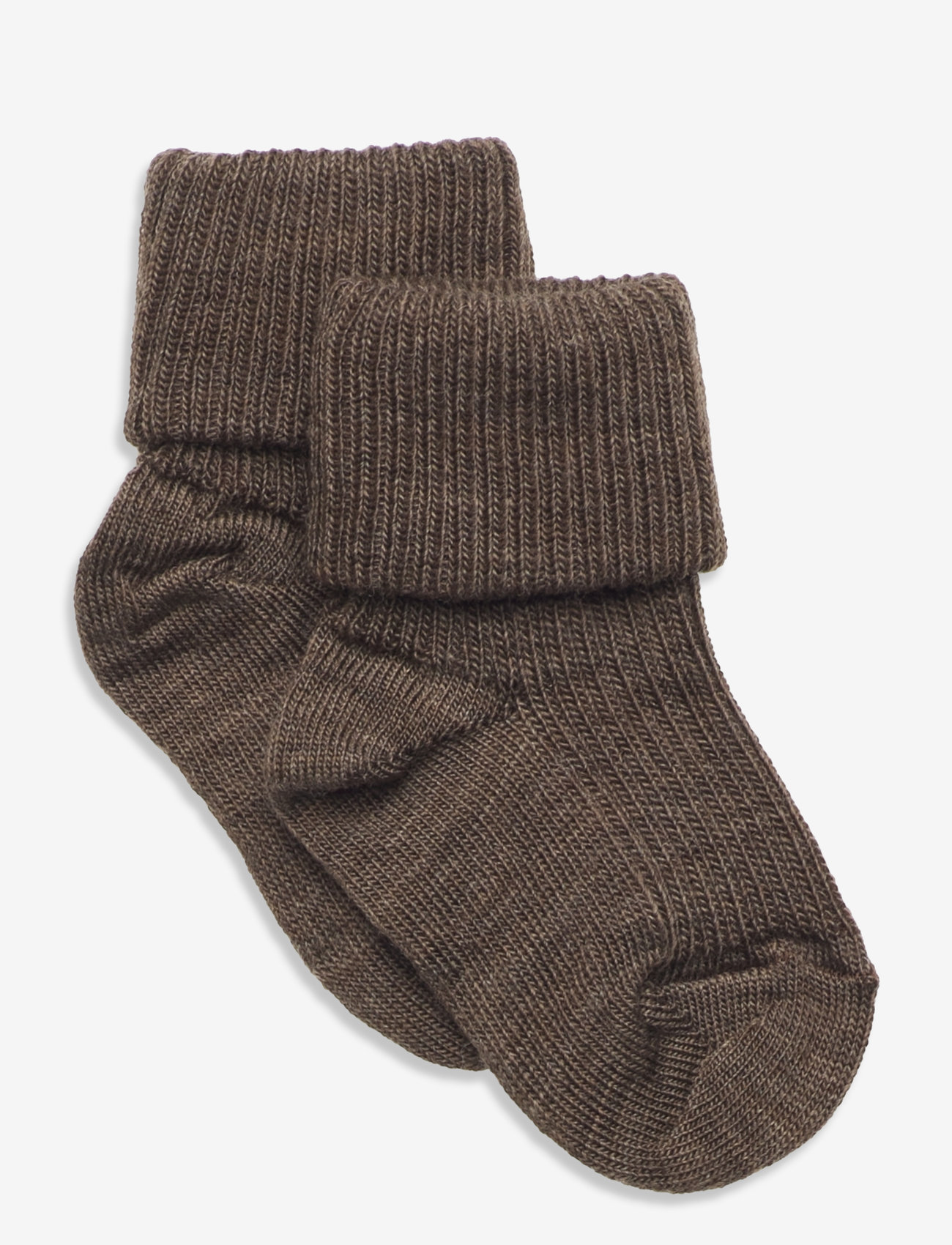 mp Denmark - Wool rib baby socks - efterårstøj - brown melange - 0