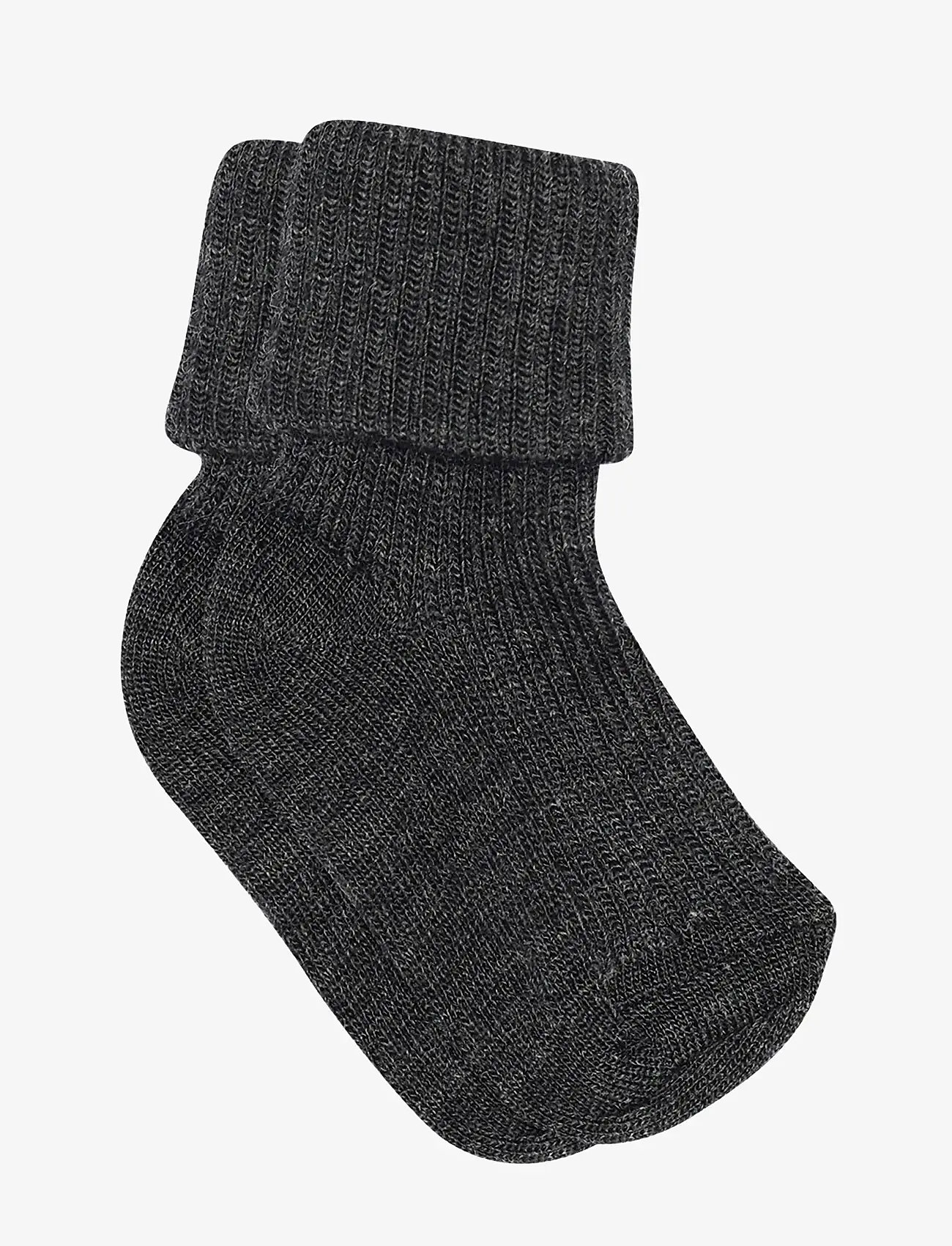 mp Denmark - Wool rib baby socks - bebisstrumpor - dark grey melange - 0