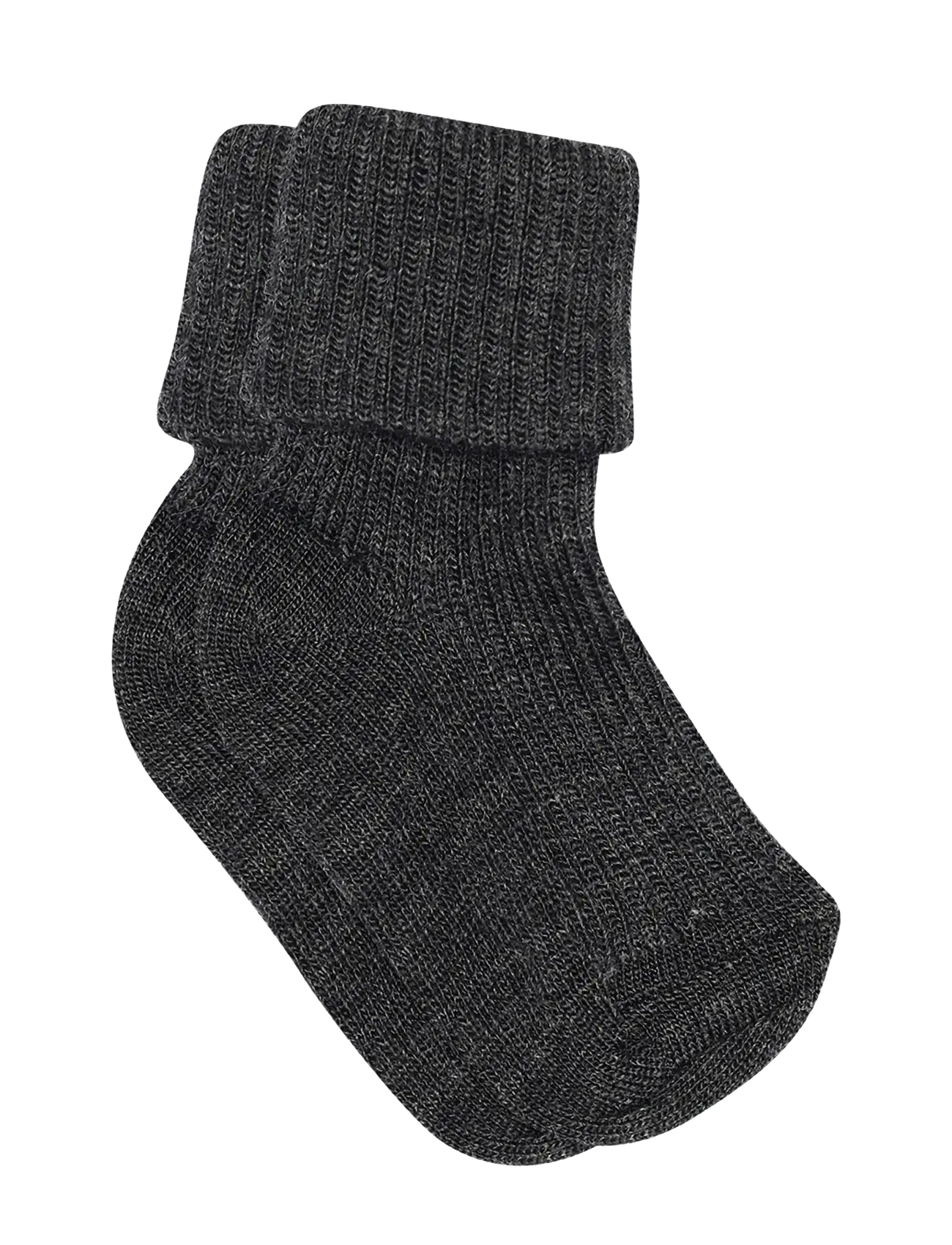 mp Denmark Wool rib baby socks - Bebisstrumpor - DARK GREY MELANGE / black