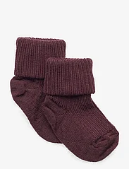 mp Denmark - Wool rib baby socks - strumpor - grape skin - 0