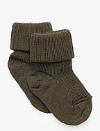 Wool rib baby socks - IVY GREEN