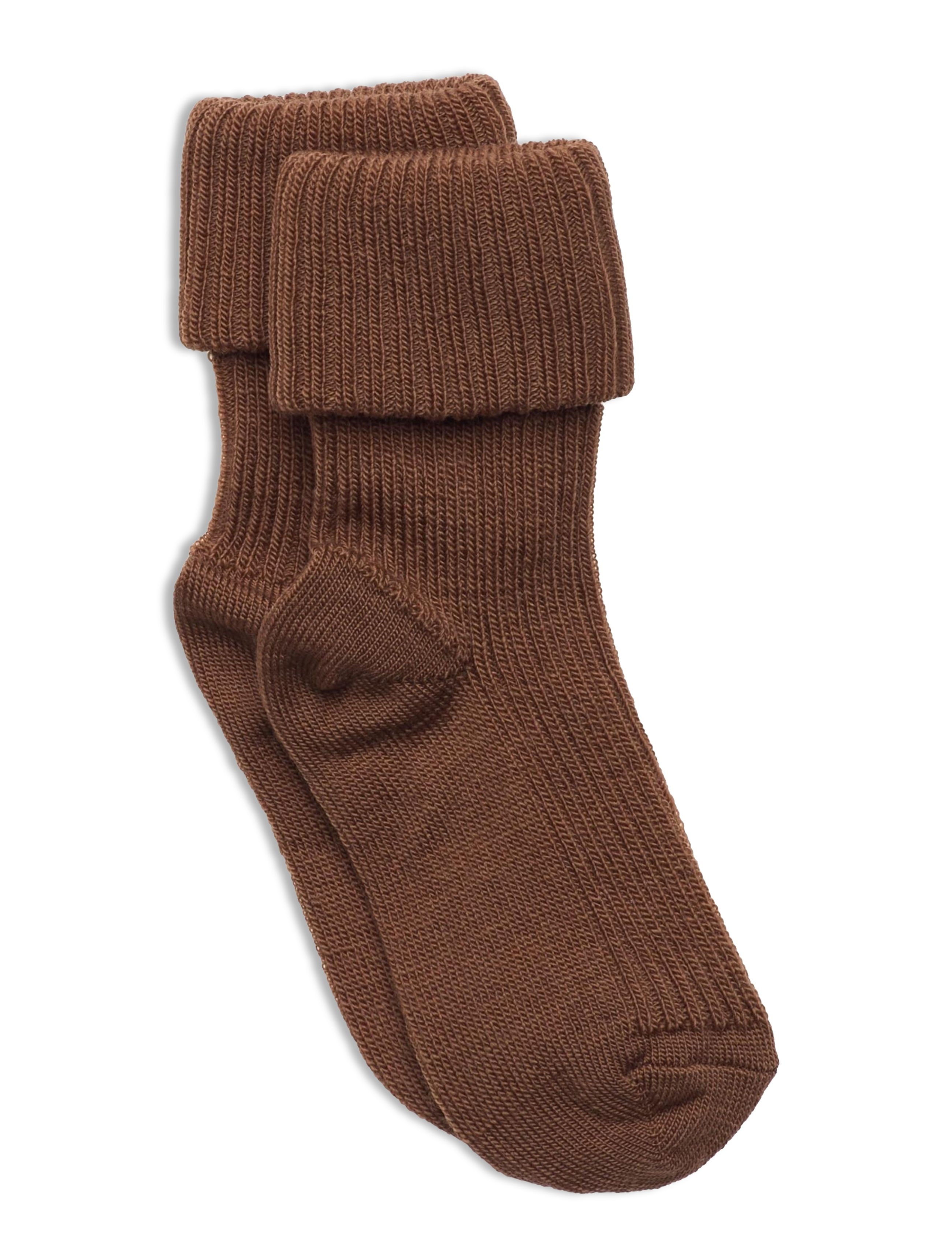 mp Denmark Wool Rib Baby Socks, Børn, Ribbede Babysokker, Brun, Str: 15/16