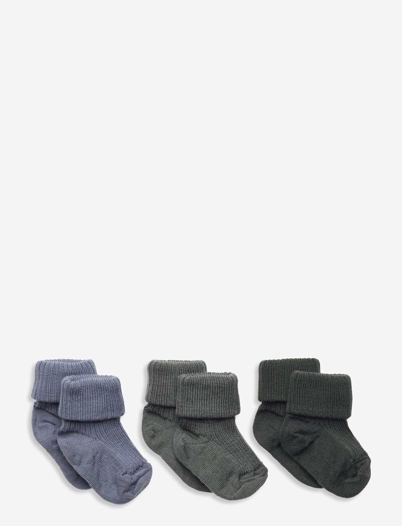 mp Denmark - Wool rib baby socks - 3-pack - dusty ivy - 0