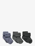 Wool rib baby socks - 3-pack - DUSTY IVY