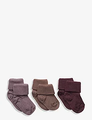 mp Denmark - Wool rib baby socks - 3-pack - lowest prices - grape skin - 0