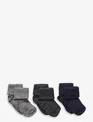 mp Denmark - Wool rib baby socks - 3-pack - mažiausios kainos - grey melange - 0