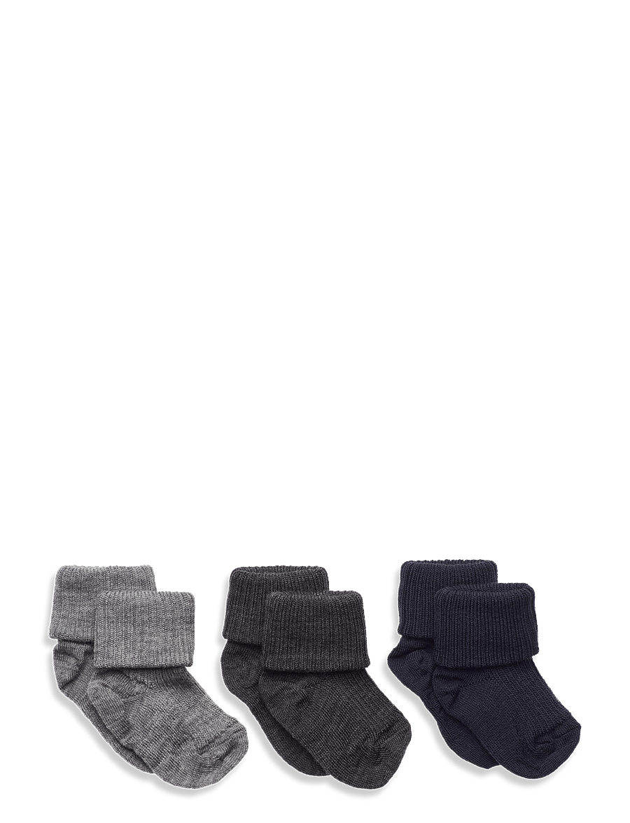 mp Denmark - Wool rib baby socks - 3-pack - baby-socken - grey melange - 0