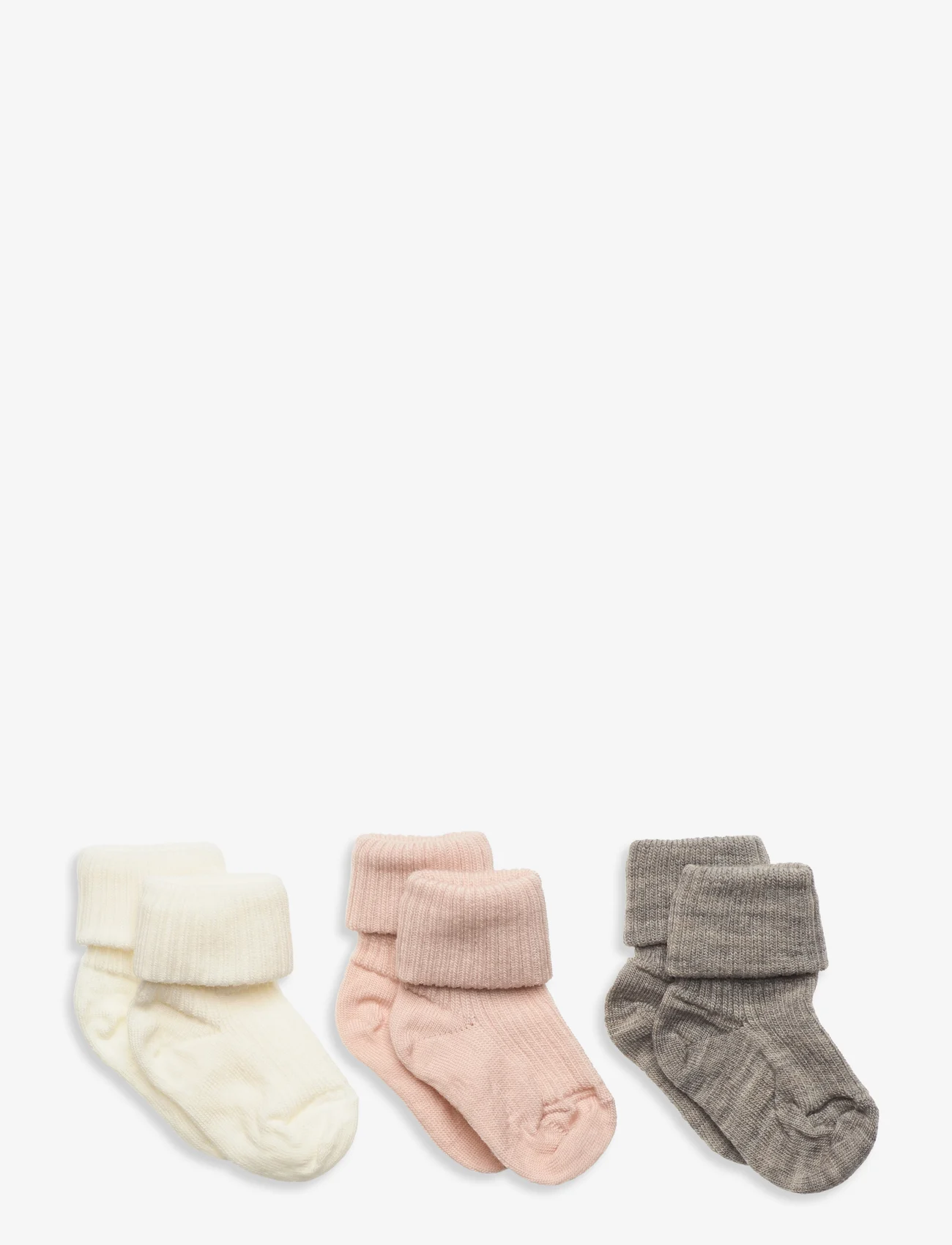 mp Denmark - Wool rib baby socks - 3-pack - die niedrigsten preise - light brown melange - 0