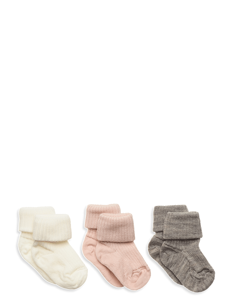 mp Denmark - Wool rib baby socks - 3-pack - baby-socken - light brown melange - 0