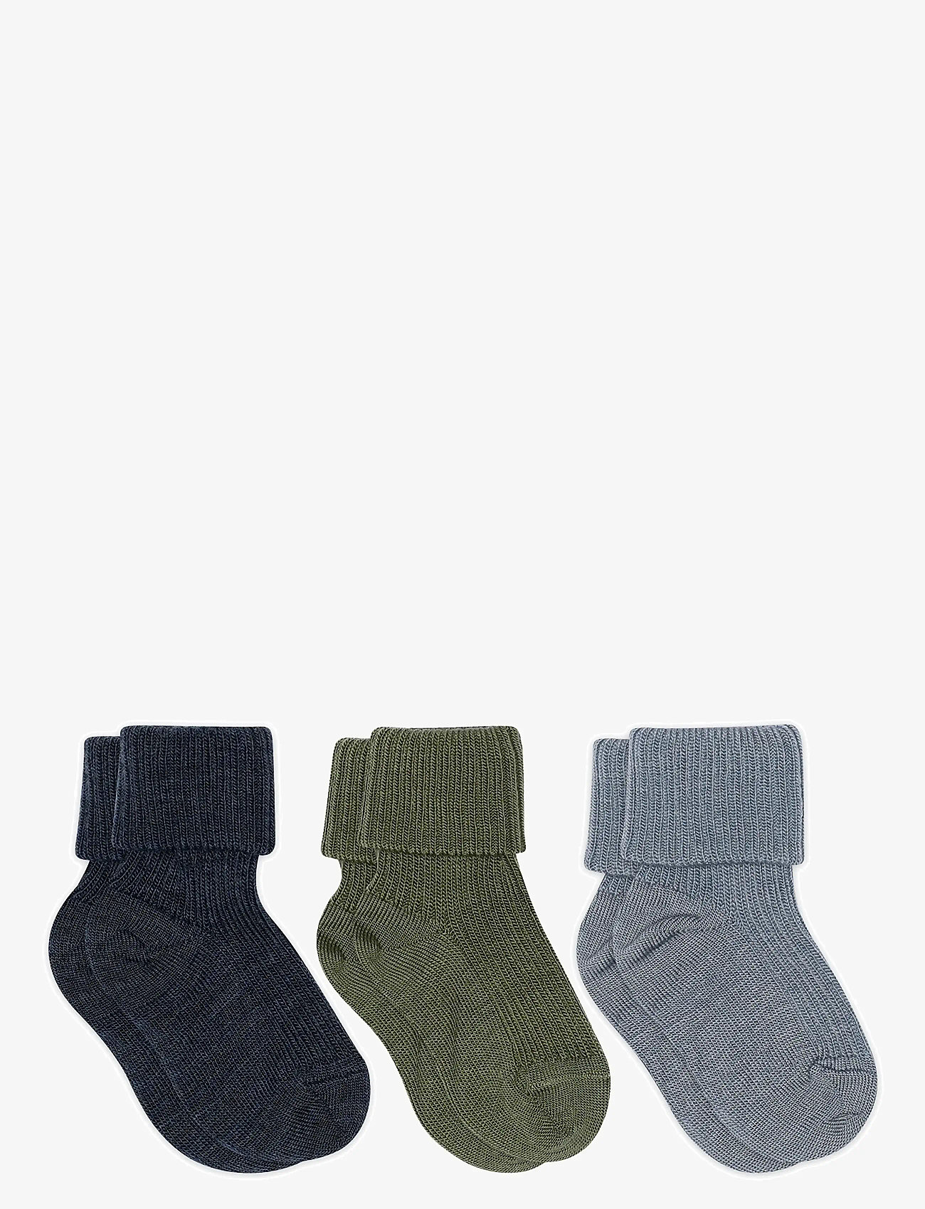mp Denmark - Wool rib baby socks - 3-pack - bebisstrumpor - olivine - 0
