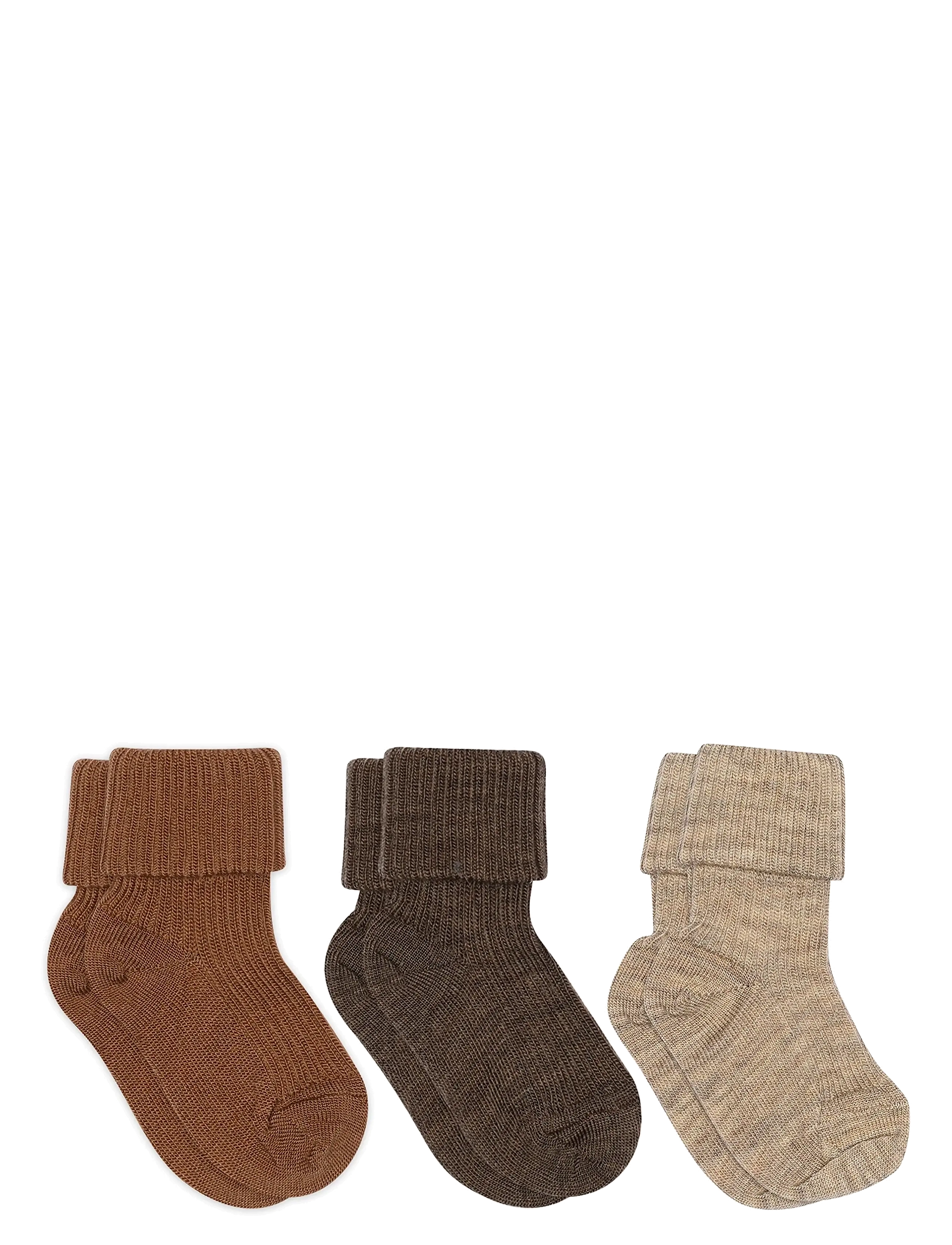 mp Denmark Wool Rib Baby Socks 3-Pack, Kinder, Woll Ripp Babysocken, Braun, Gr.17/18