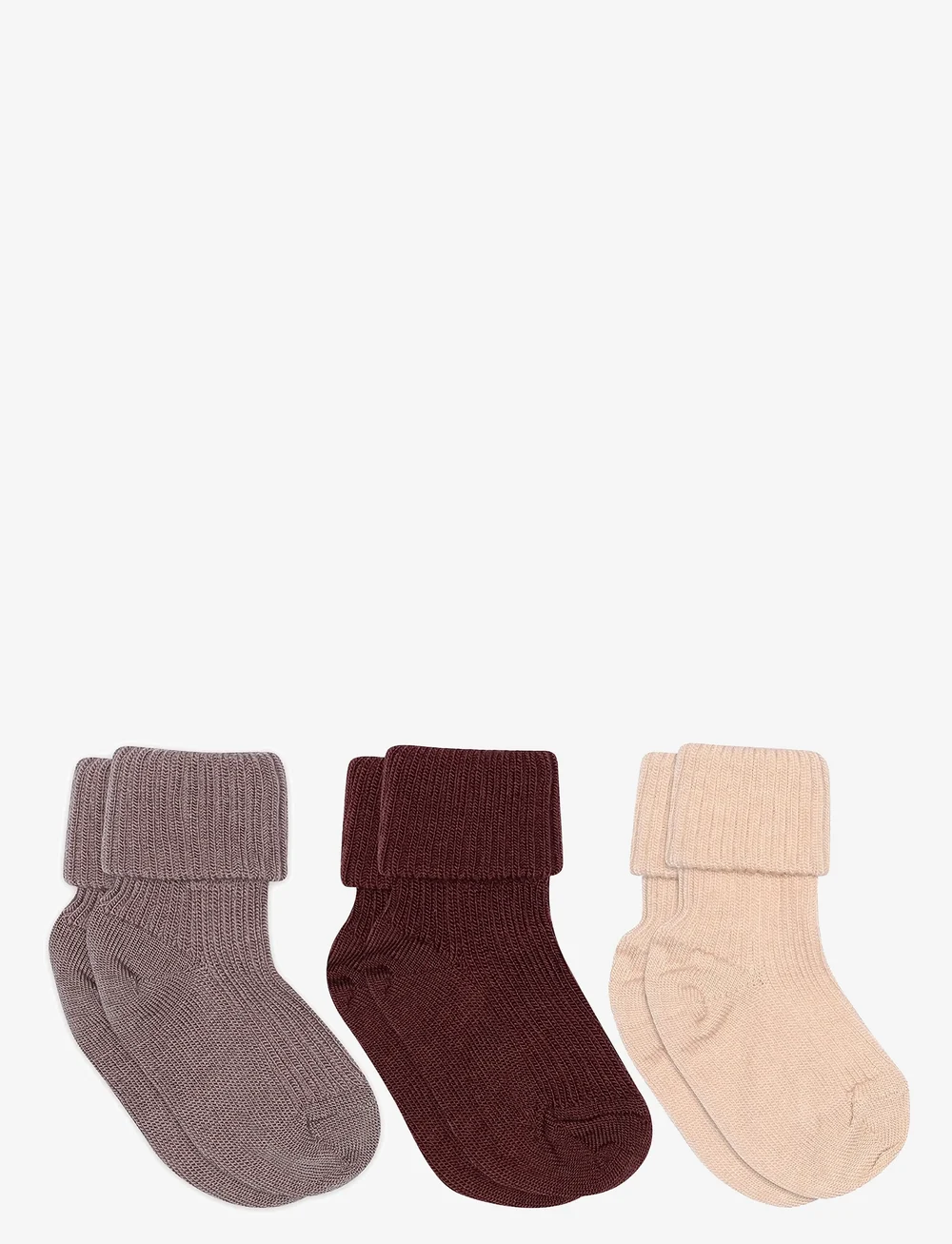 mp Denmark - Wool rib baby socks - 3-pack - bebisstrumpor - rose dust - 0