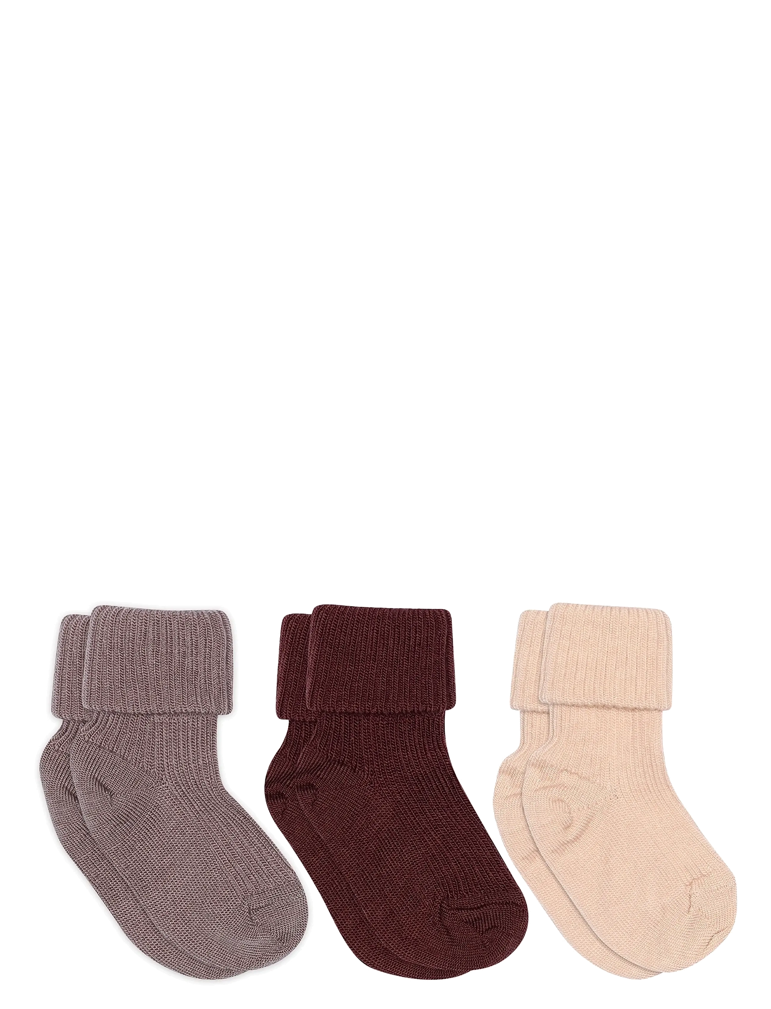 mp Denmark - Wool rib baby socks - 3-pack - rose dust - 0