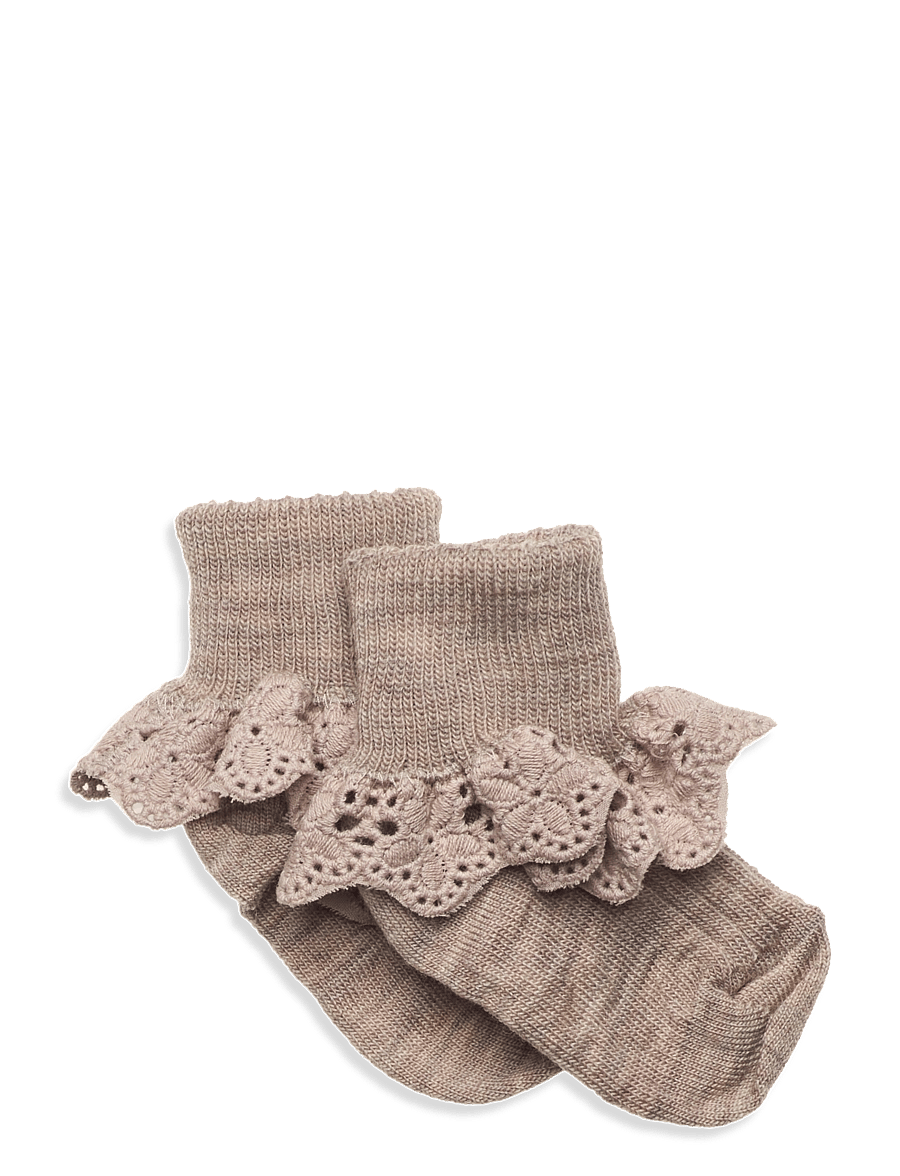 mp Denmark - Lea socks - lace - strømper - light brown melange - 0
