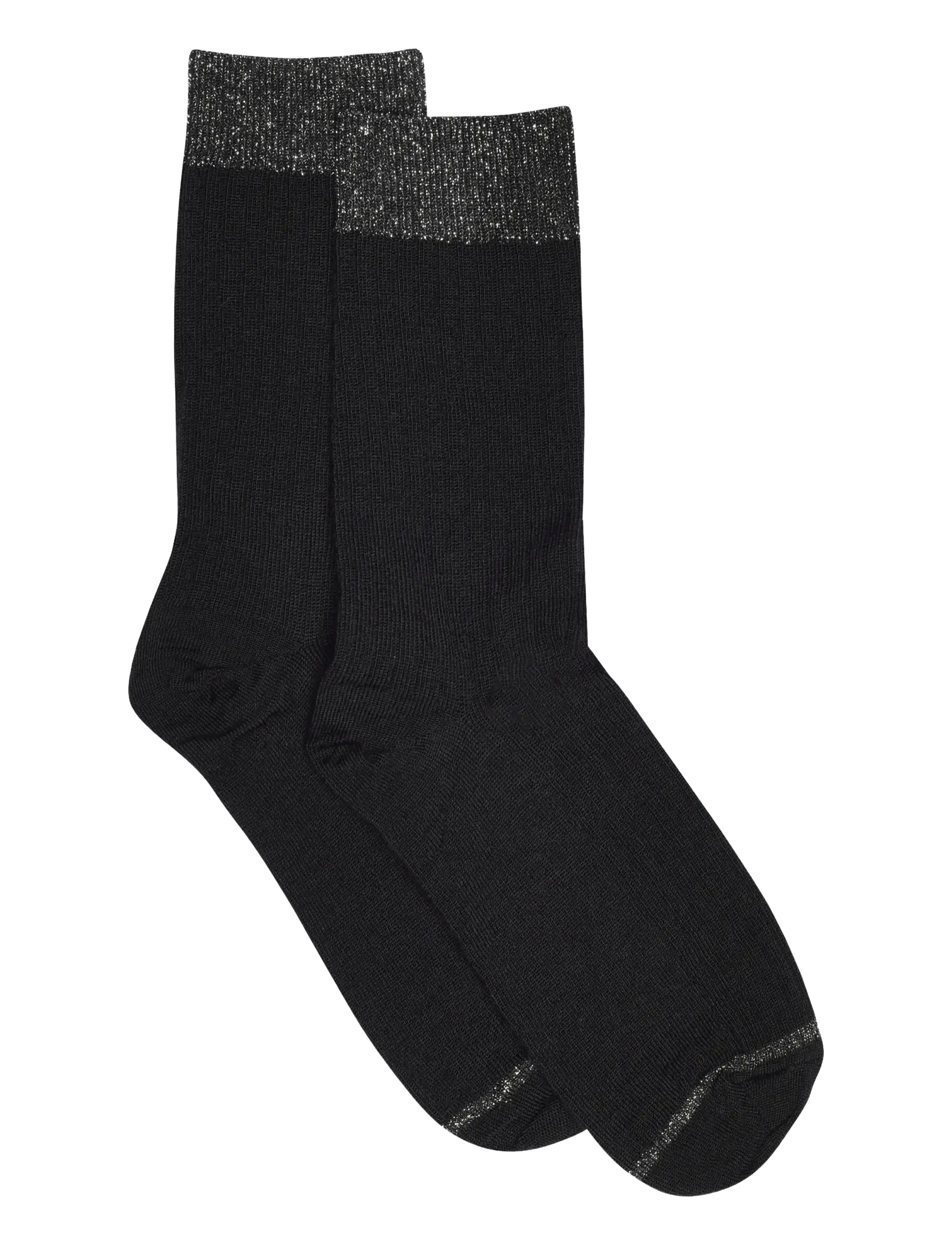 Erina wool rib socks - BLACK