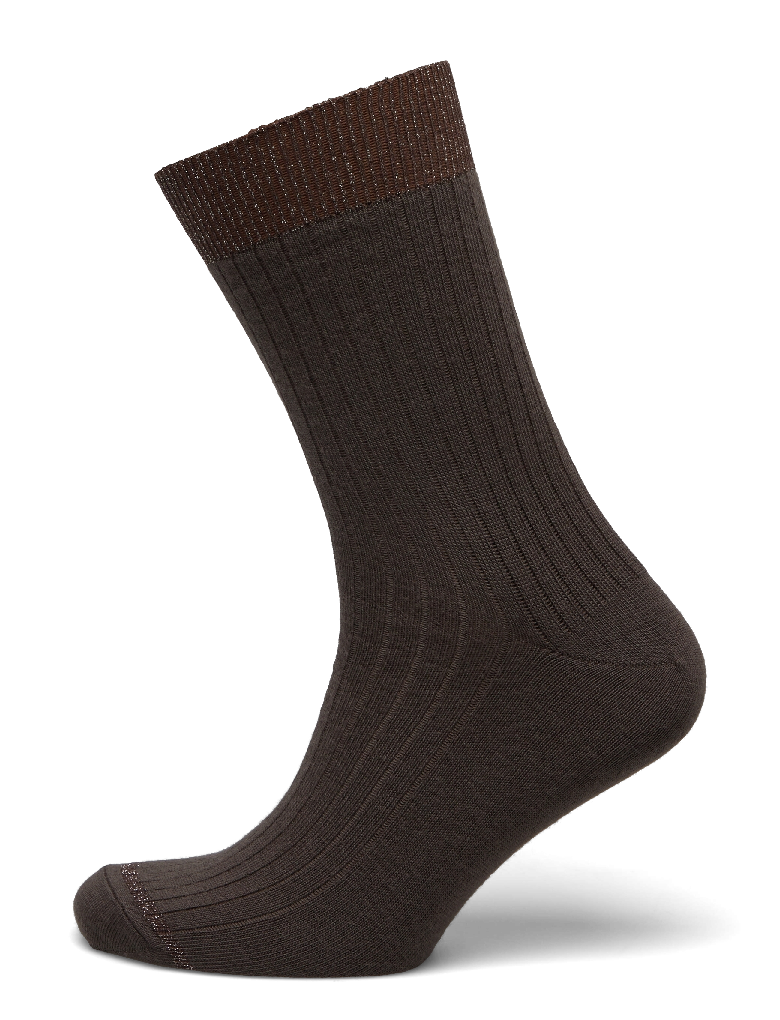 Erina wool rib socks - DARK BROWN
