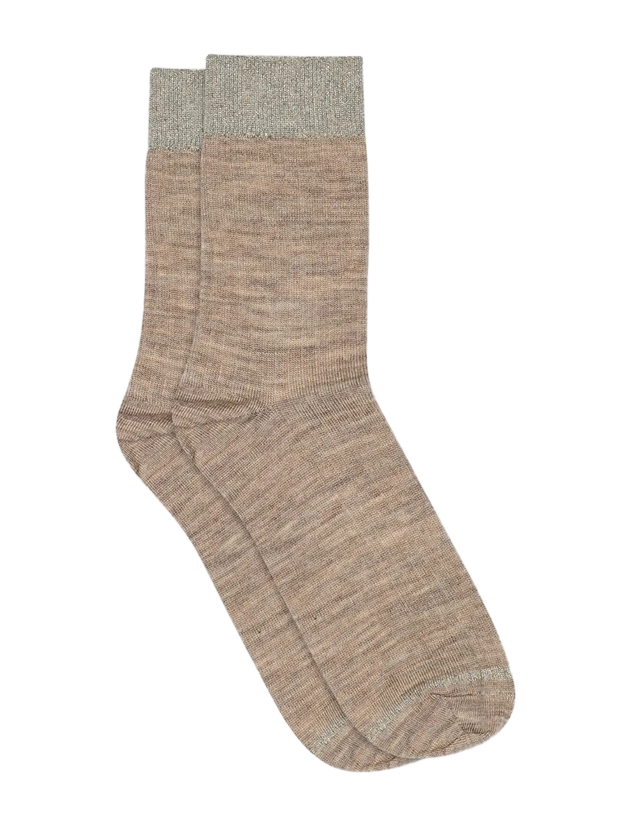 mp Denmark Erina wool rib socks - Sokid - LIGHT BROWN MELANGE / beige