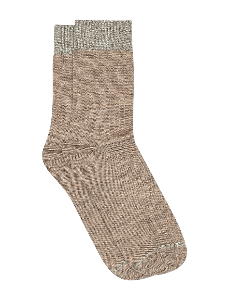 mp Denmark - Erina wool rib socks - klassikalised sokid - light brown melange - 0