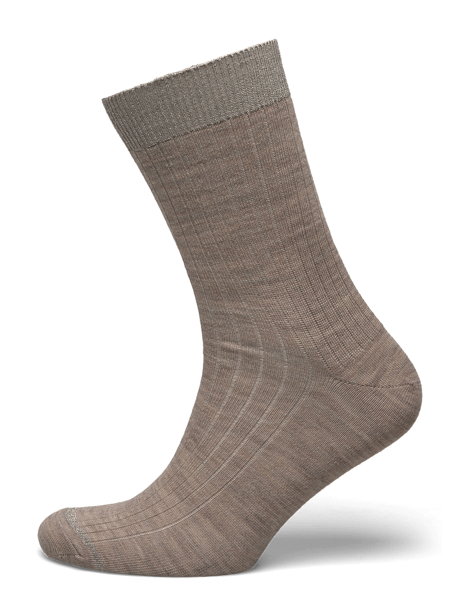 mp Denmark - Erina wool rib socks - normale socken - light brown melange - 0