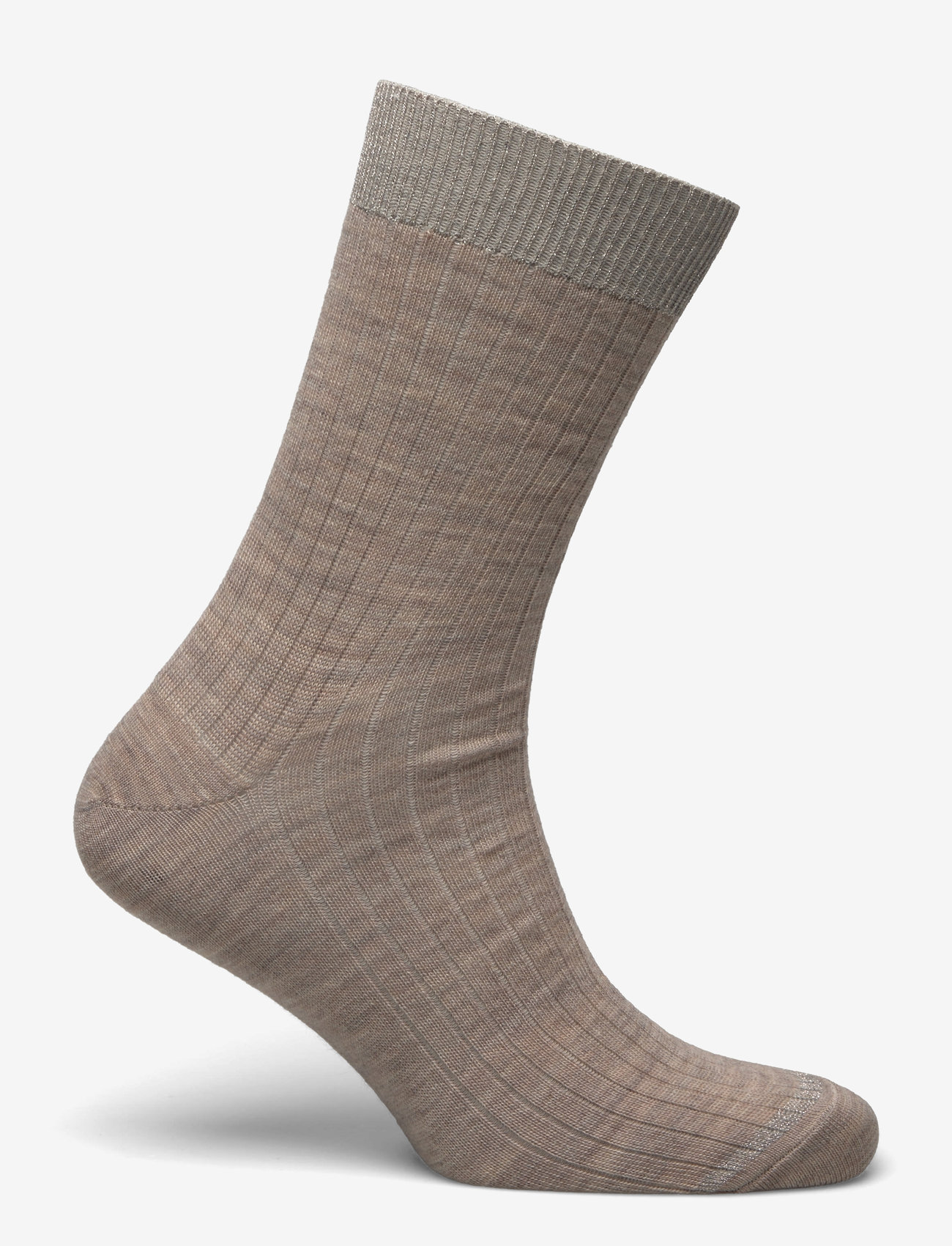 mp Denmark - Erina wool rib socks - light brown melange - 1