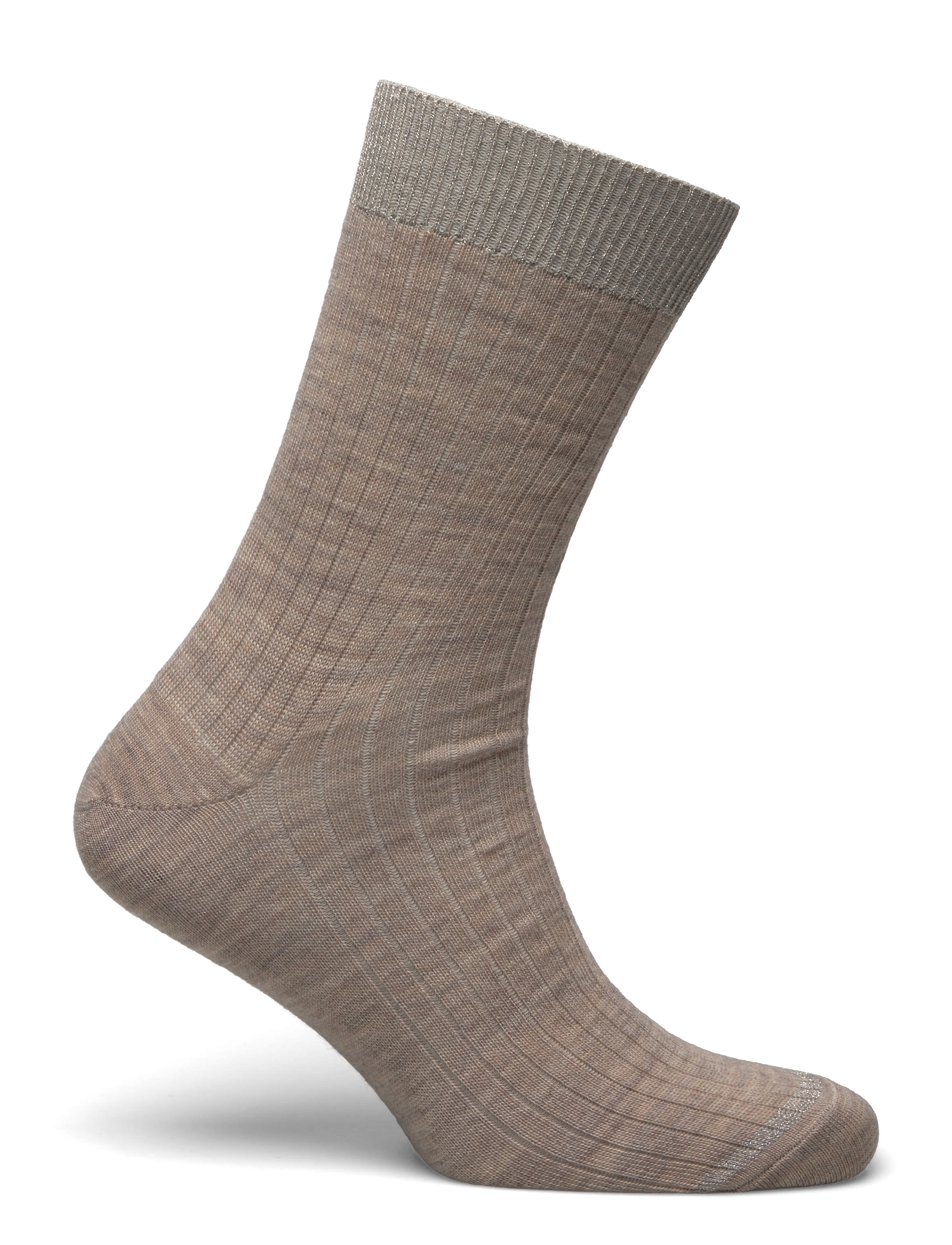 mp Denmark - Erina wool rib socks - light brown melange - 1