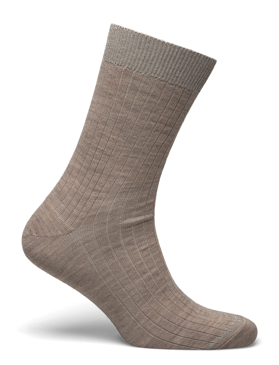 mp Denmark - Erina wool rib socks - normale socken - light brown melange - 1